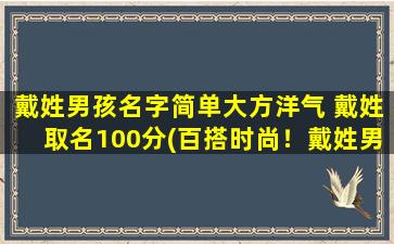 戴姓男孩名字简单大方洋气 戴姓取名100分(百搭时尚！戴姓男孩名字推荐大全，简单大方洋气)